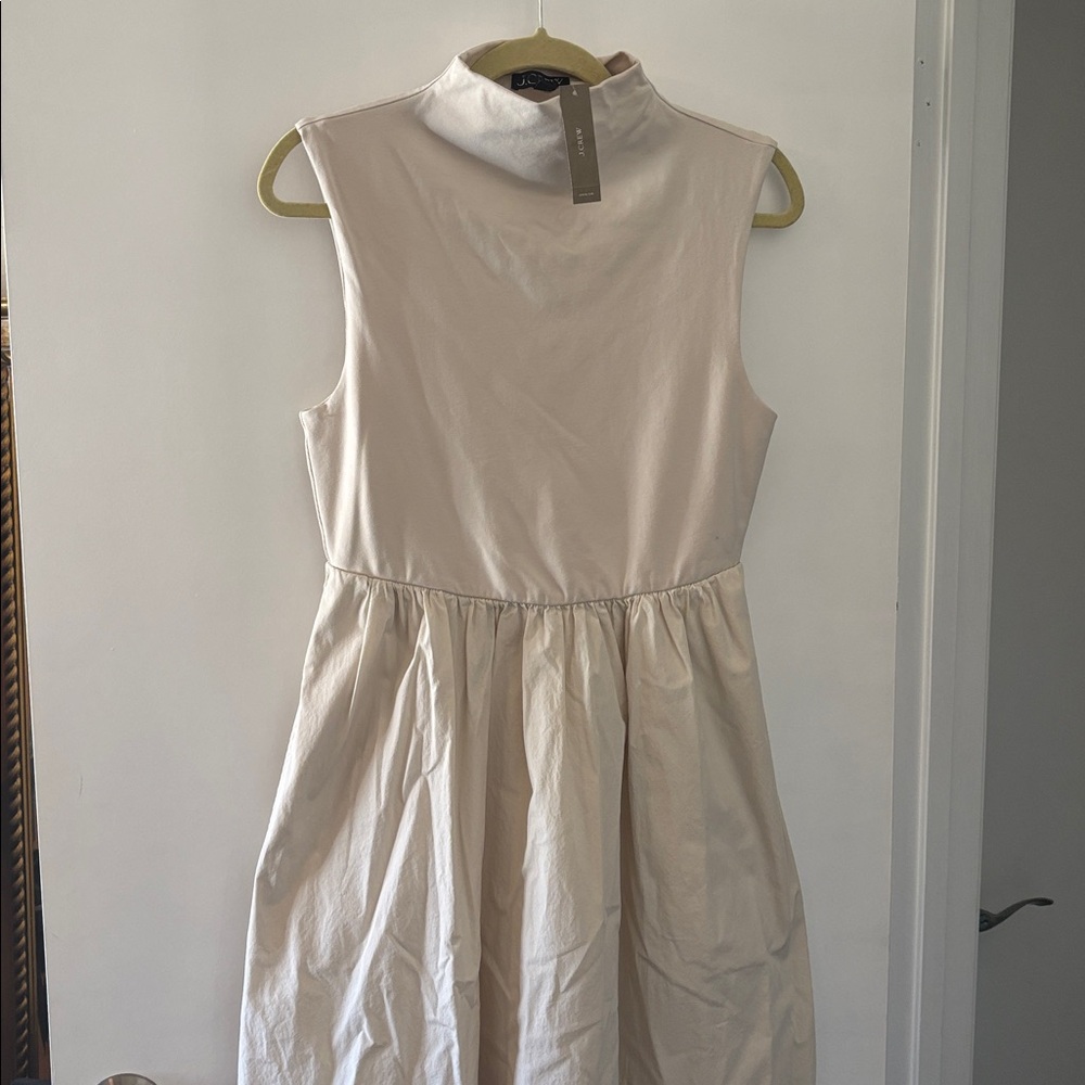 J. Crew Fitted Knit Mockneck Midi Dress with Poplin Skirt